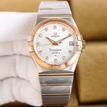 OMEGA Constellation 39mm Half Rose Gold Silver Dial Replica Watch